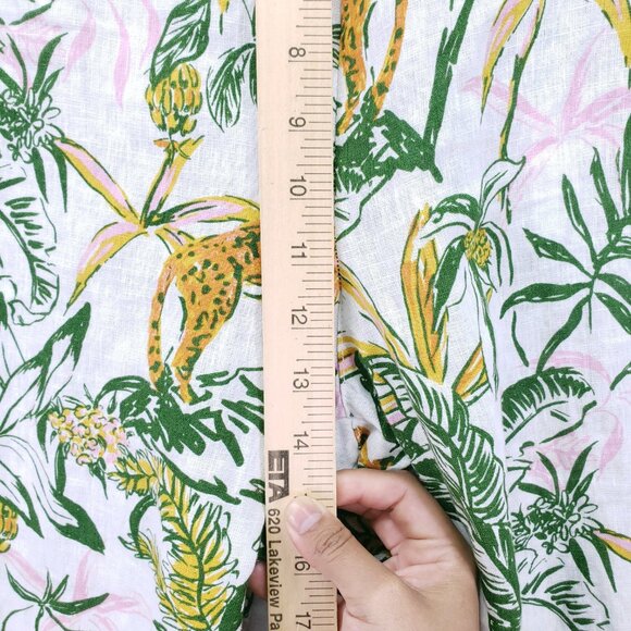 Rachel Zoe 100% Linen Multicolor Jungle Cheetah Monkey Wide Leg Modified Pants - Picture 3 of 14